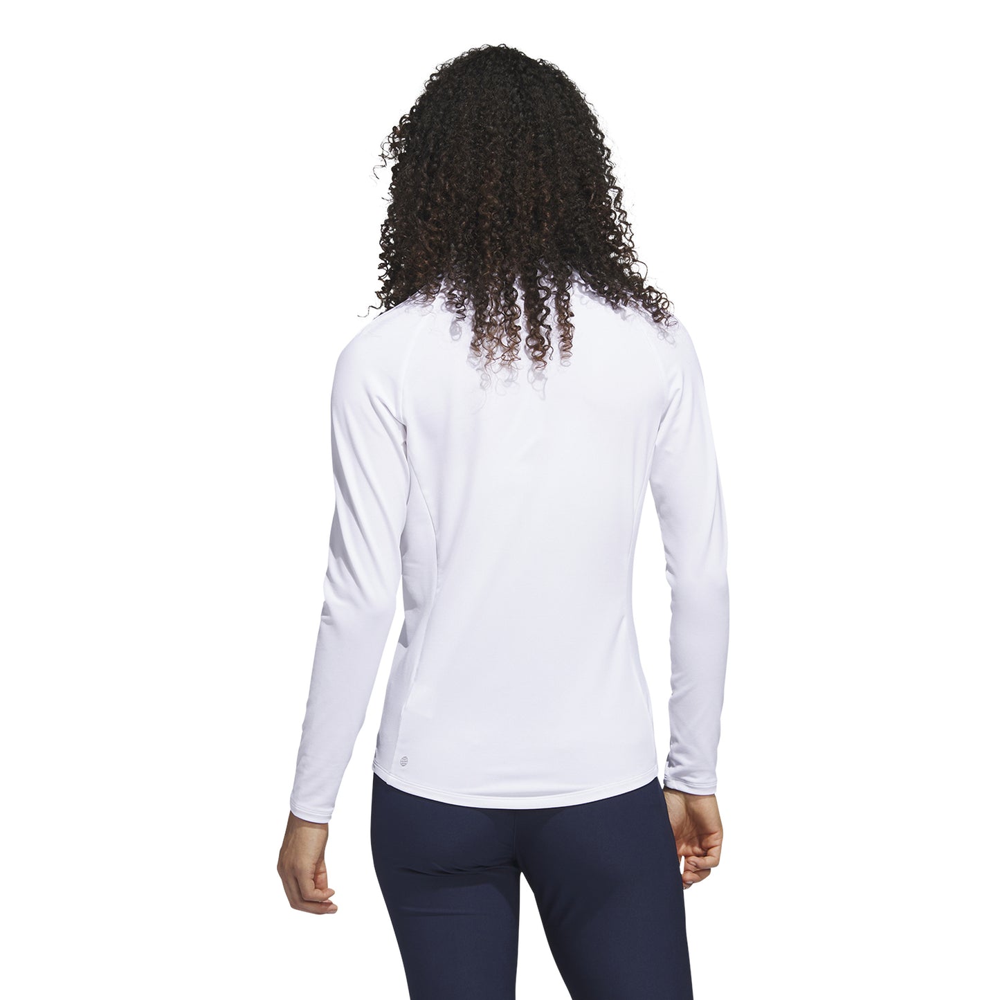 adidas Ladies Long Sleeve Zip-Neck Golf Top in White