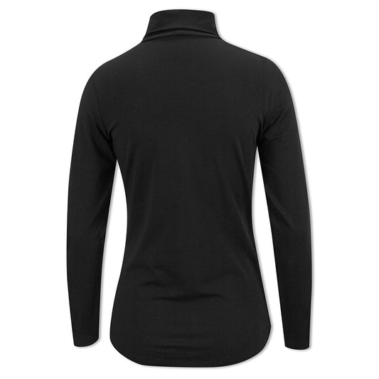 Glenmuir Ladies Black Long Sleeve Cotton Roll Neck for Graceful Layering with Everyday Comfort