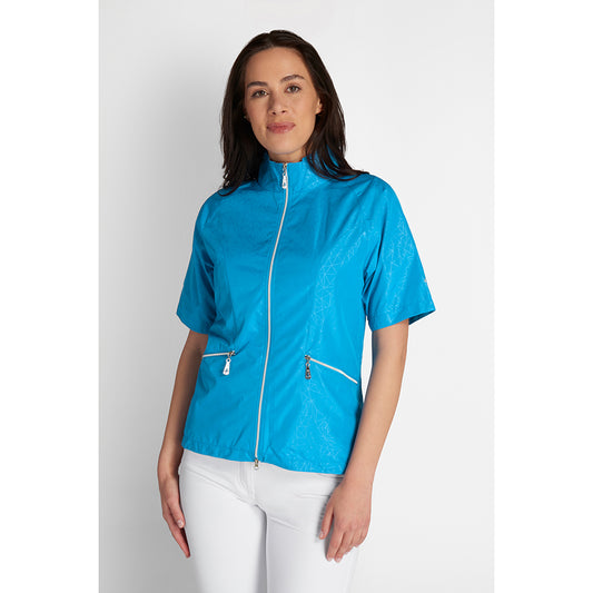 Green Lamb Ladies Half Sleeve Cobalt Blue Print Windbreaker Jacket - Size 8 Only Left