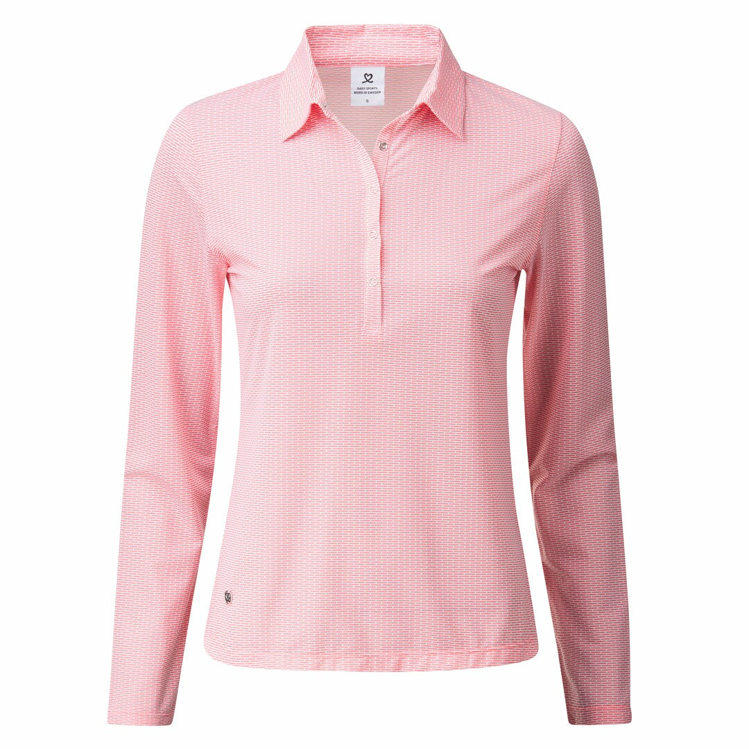 Daily Sports Quick Dry Long Sleeve Polo Shirt in Coral