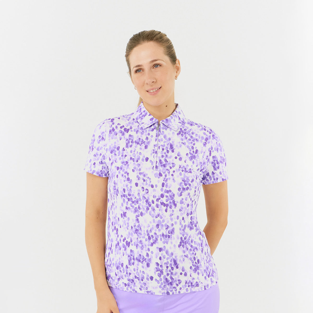 Pure Golf Ladies Short Sleeve Polo in Dapple Effect Print