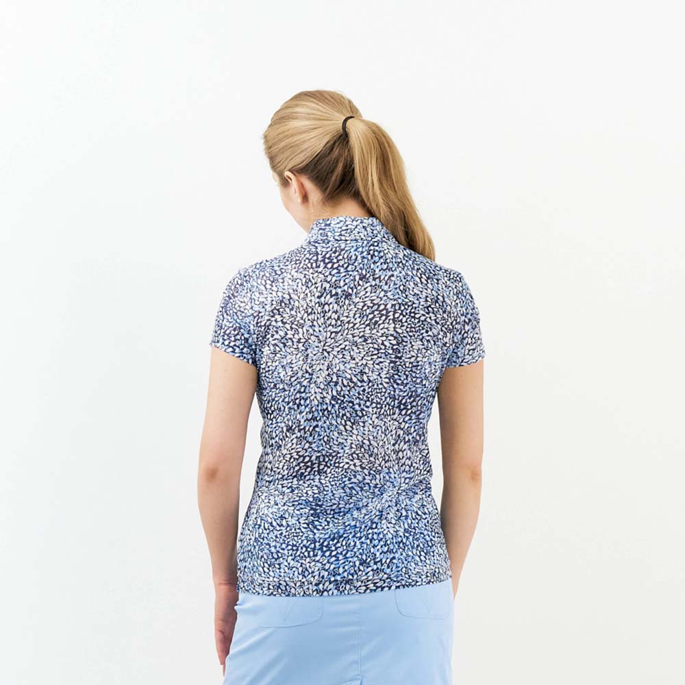 Pure Golf Cap Sleeve Mesh Top in Peardrop Sapphire Print