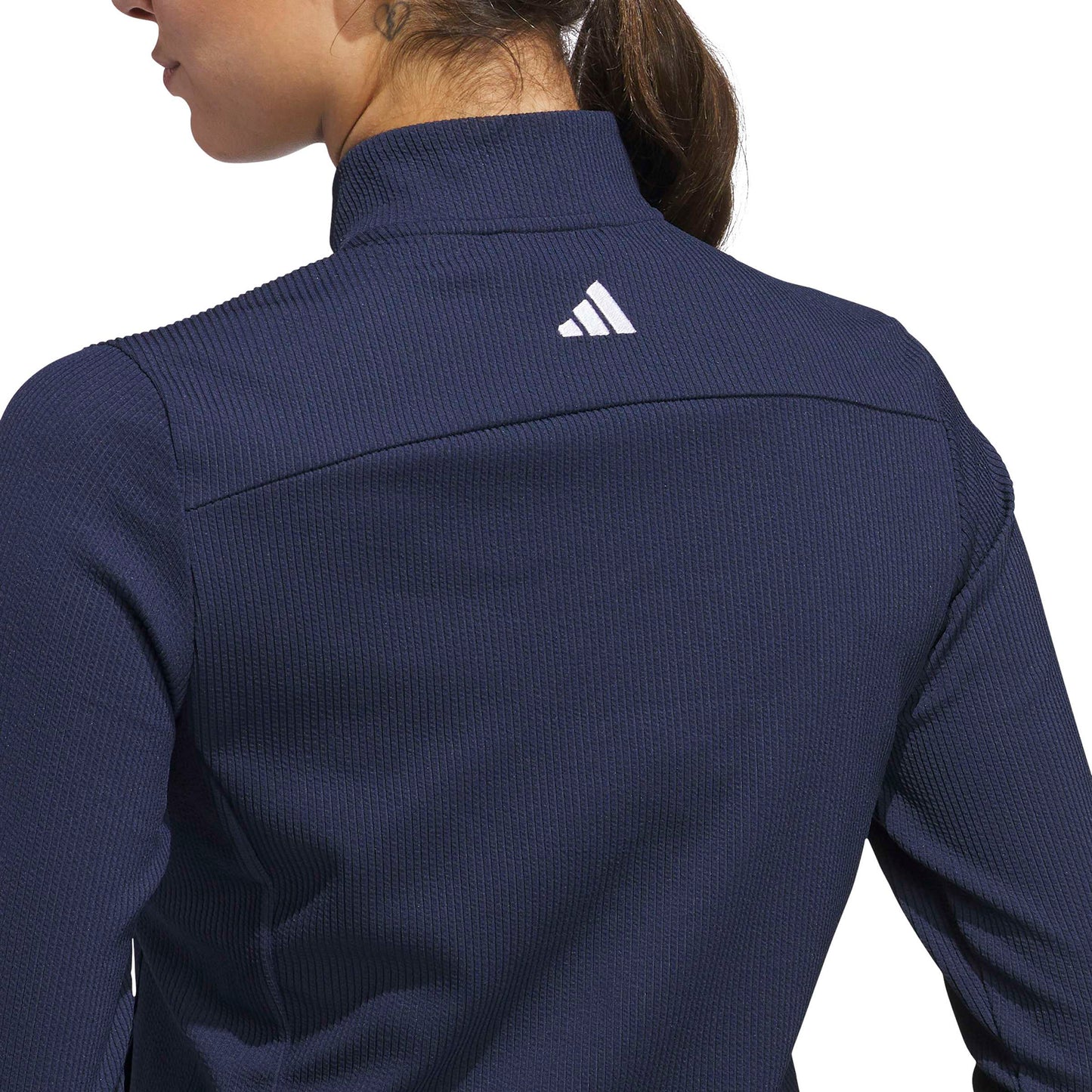 adidas Golf Ladies Navy Full-Zip Textured Jacket - Lightweight Layering for Everyday Wear & On-Course Comfort