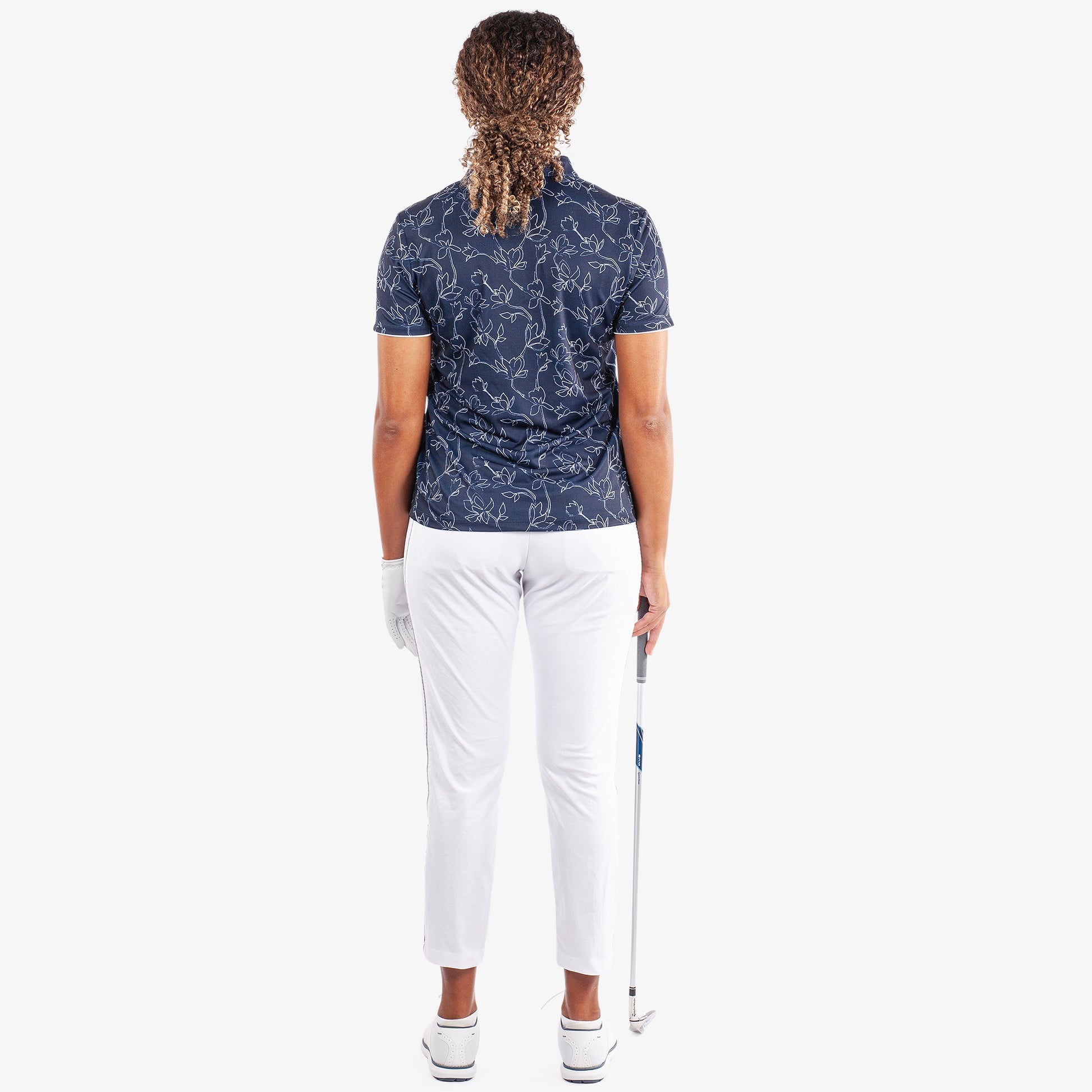 Galvin Green Ladies VENTIL8 PLUS Short Sleeve Polo with Floral Print in Navy