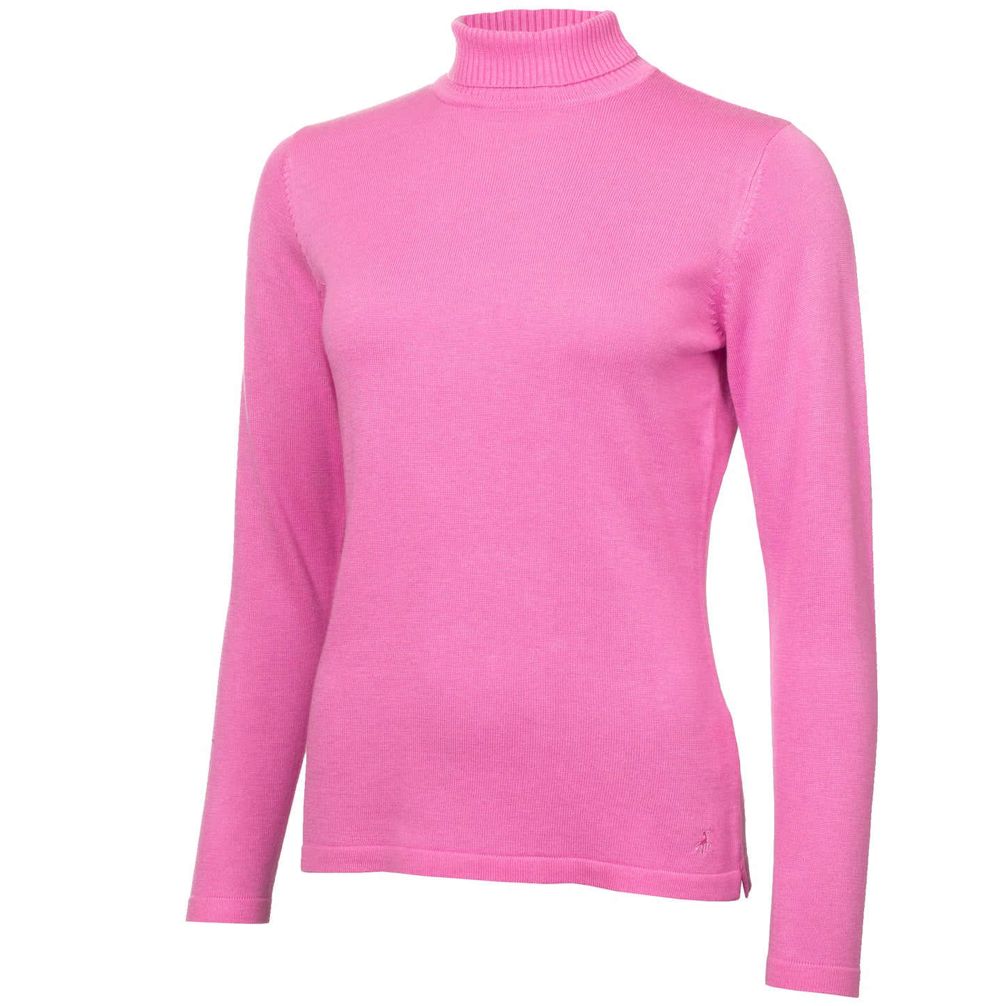 Green Lamb Ladies Cashmere Mix Roll Neck in Bubble Gum