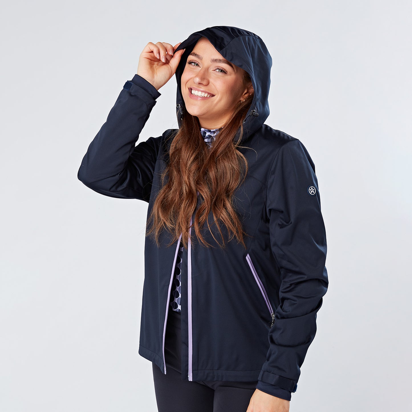 Swing Out Sister Wind Resistant Jacket with Hood in Navy