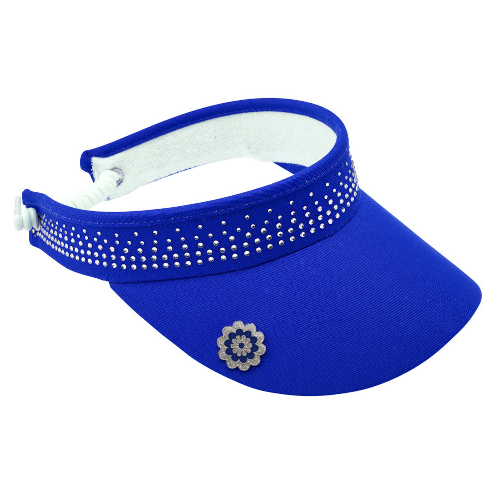 Surprizeshop Crystal Embellished Visor with Adjustable Fit in Royal Blue