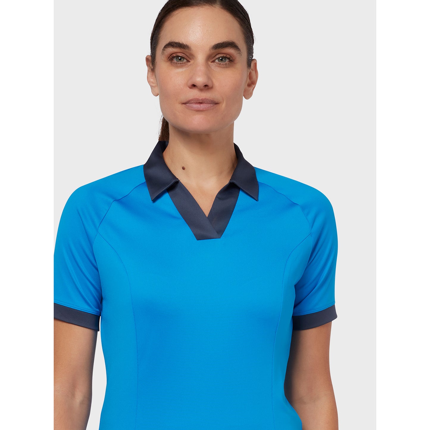 Callaway Ladies Short Sleeve Colour Block Polo Shirt in Blue Sea Star