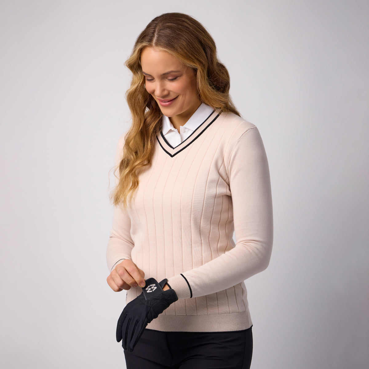 Glenmuir Ladies Sweater with Flattering Ribbed Detailing