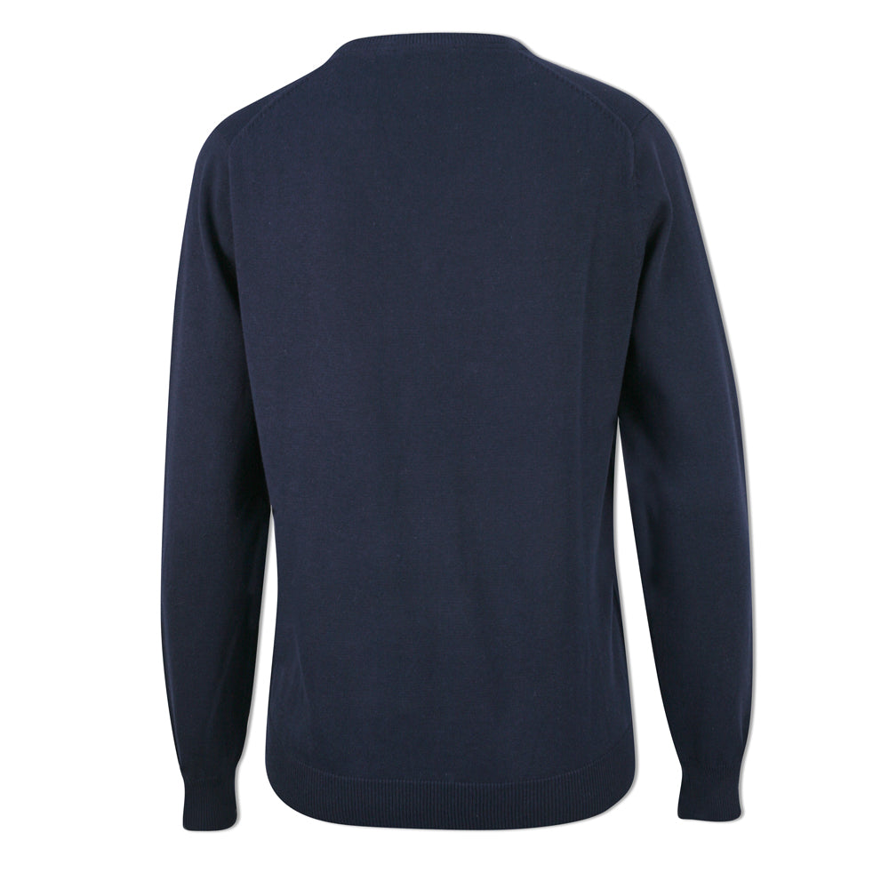 Glenmuir Ladies 100% Cotton V-Neck Sweater in Navy Blue