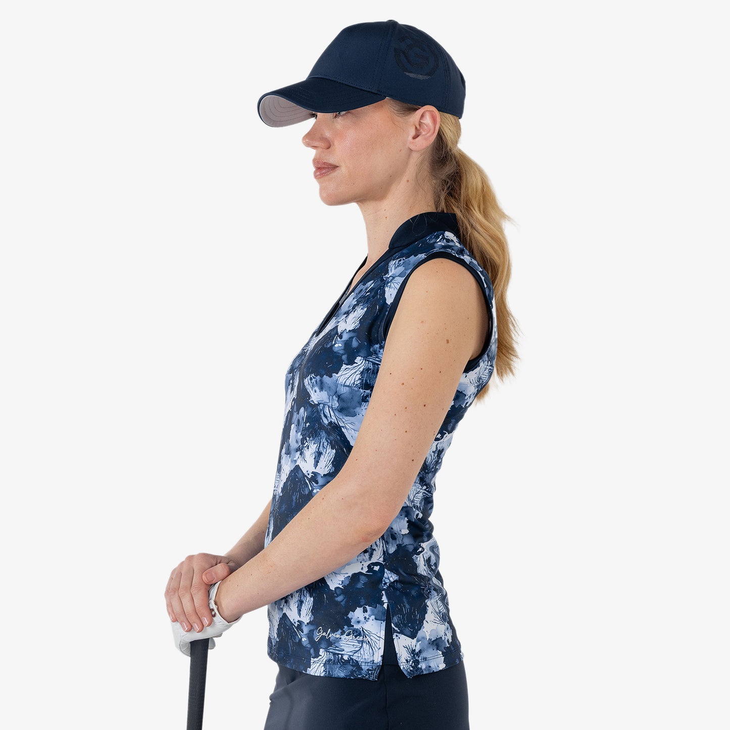 Galvin Green Ladies Sleeveless Golf Polo in Navy with Smart V-Neck