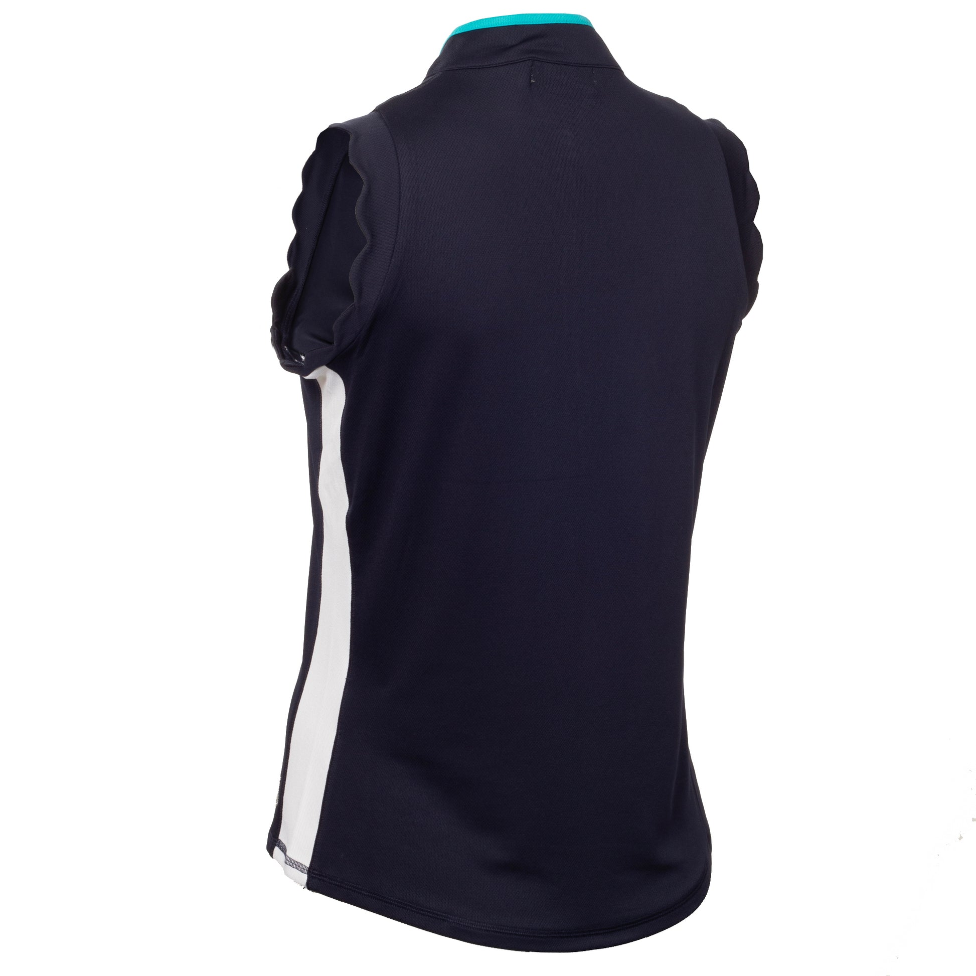 Green Lamb Women's Sleeveless Polo in Navy with Scalloped Trim