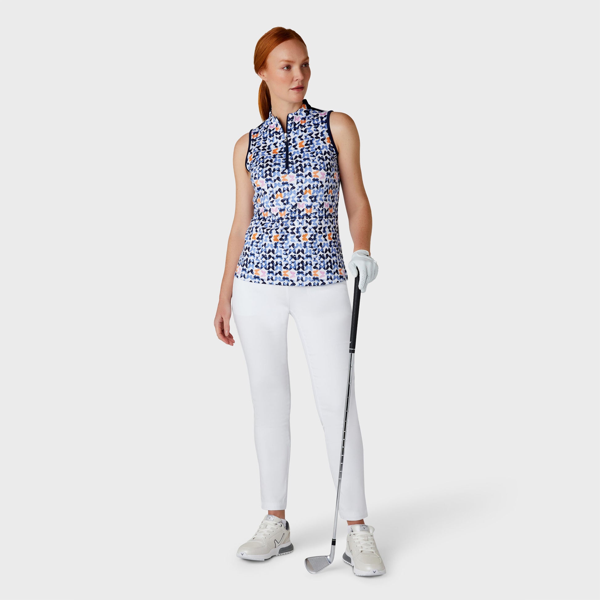 Callaway Ladies Sleeveless Butterfly Print Golf Polo