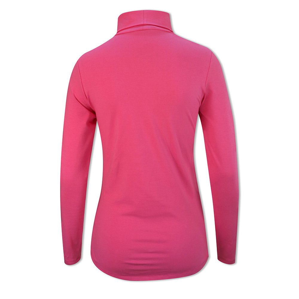 Glenmuir Ladies Long-Sleeve Cotton Roll Neck in Hot Pink