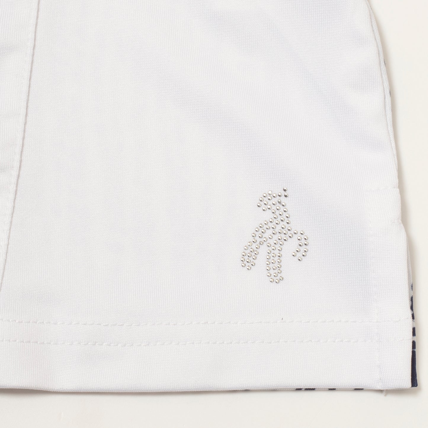 Green Lamb Ladies Sleeveless Polo Shirt with Contrasting Panels in White & Waterfall Print