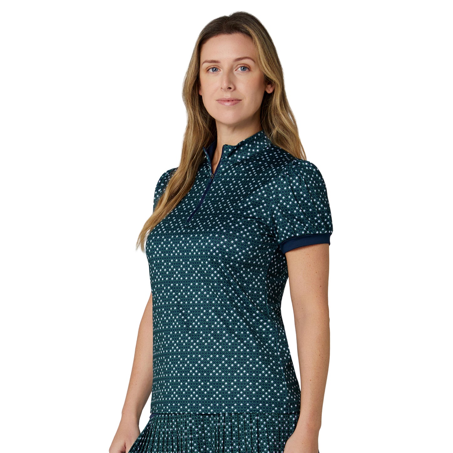 Callaway Ladies Geo Print Puff Sleeve Polo - Elegant & Performance Ready