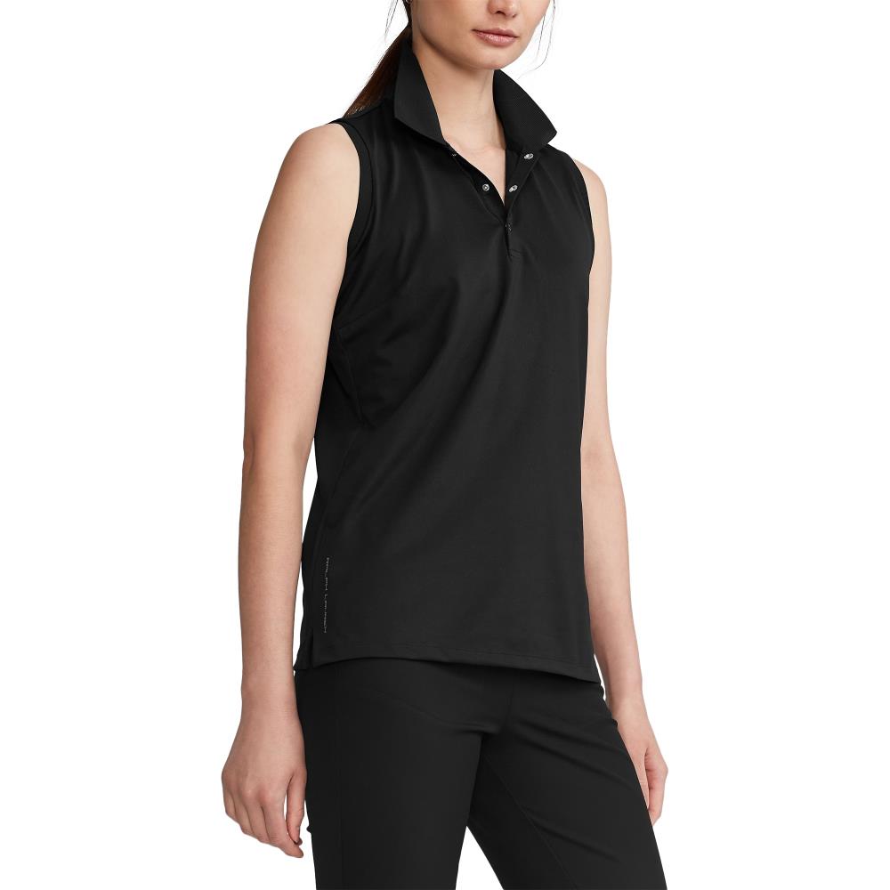 Ralph Lauren Ladies Sleeveless Pique Polo in Polo Black