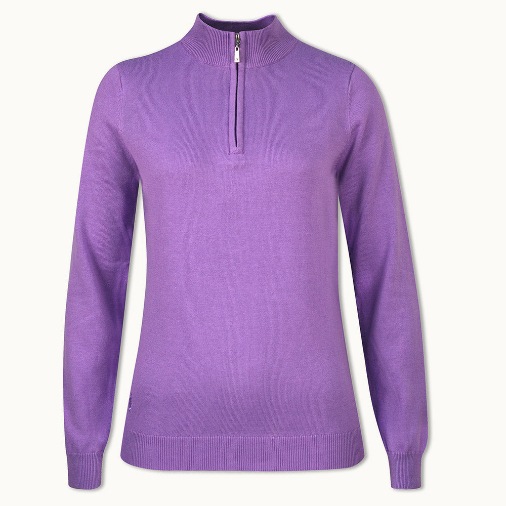 Glenmuir Ladies 100% Cotton Half-Zip Sweater - Last One Small Only Left