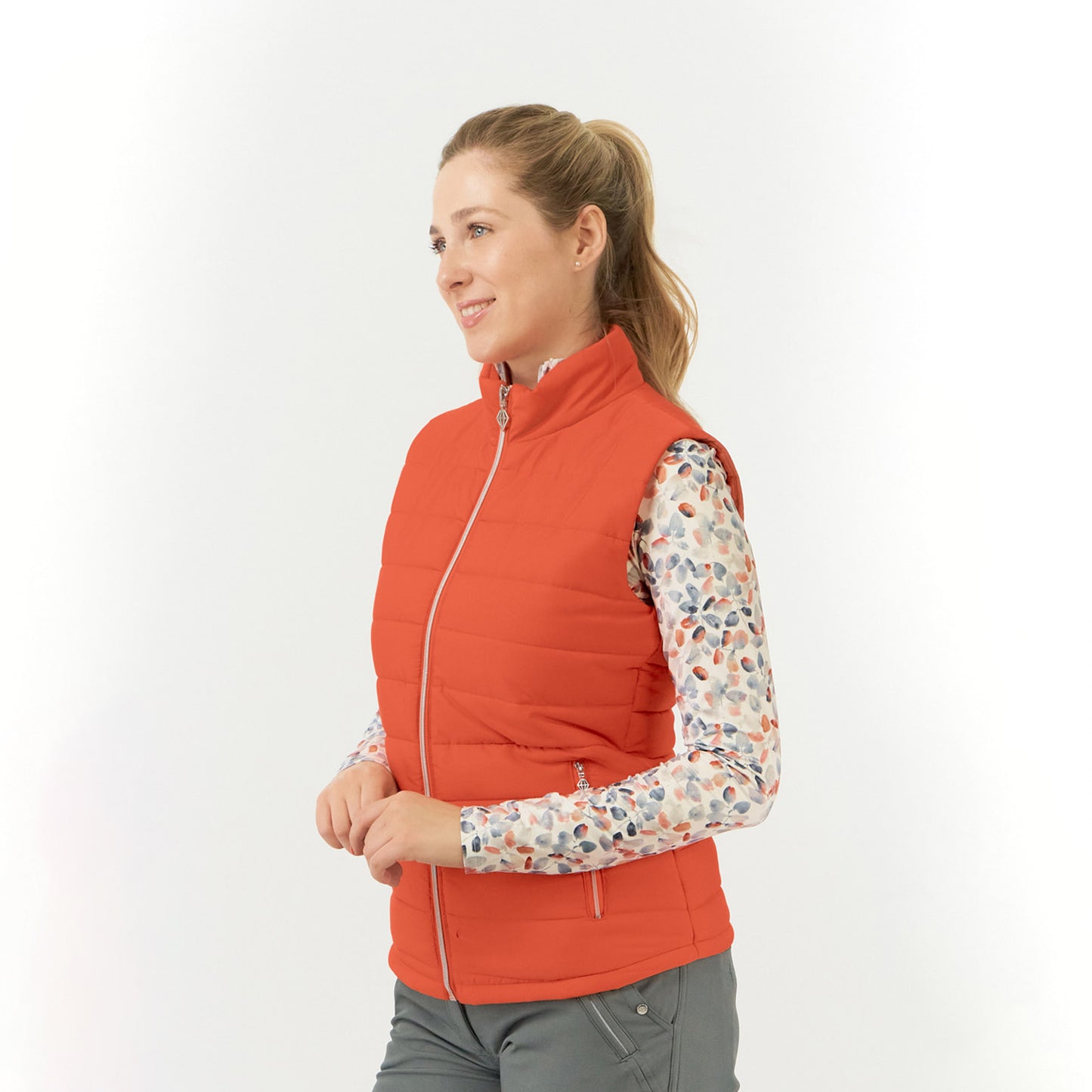 Pure Golf Ladies Insulated Quilted Gilet in Ember Orange