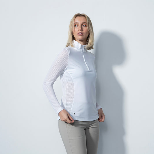 Daily Sports Ladies Long Sleeve Polo with Mesh Sleeves in White