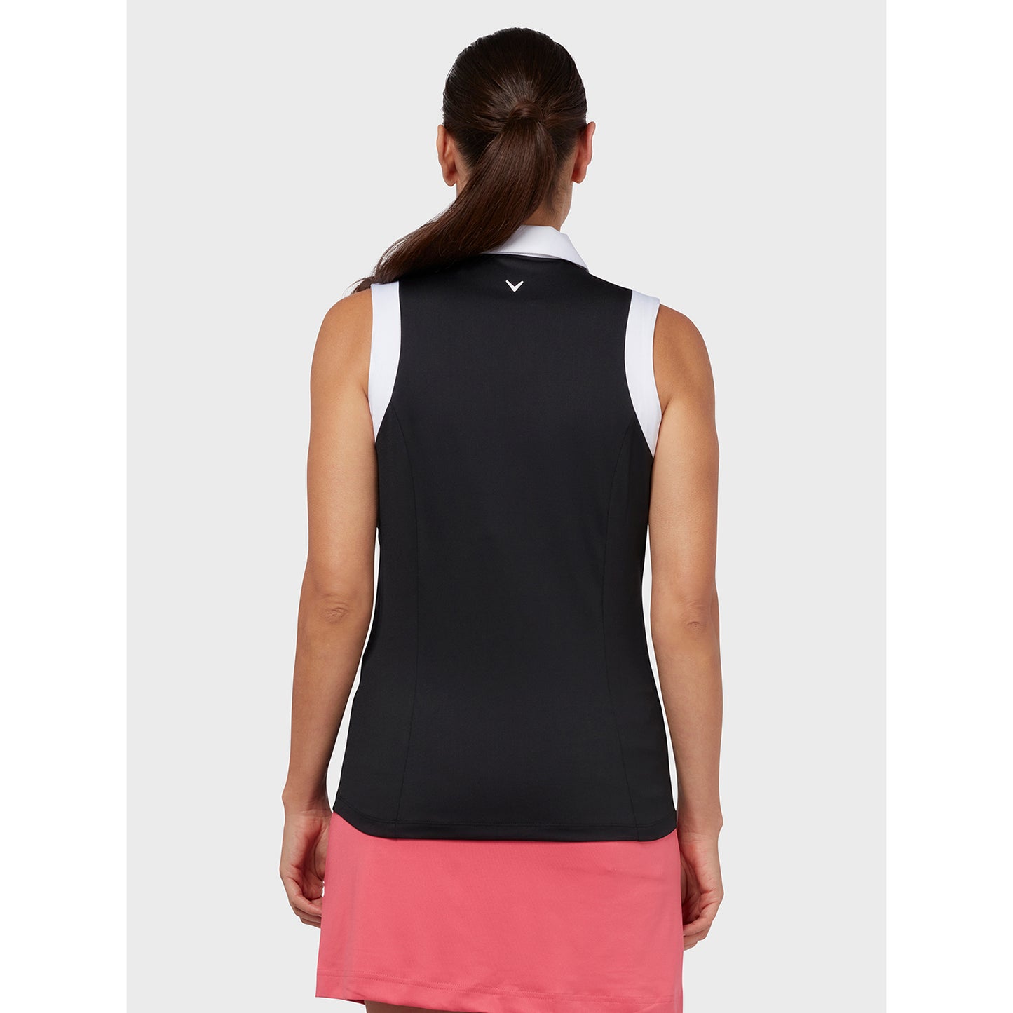 Callaway Ladies Sleeveless Colour Block Polo Shirt in Caviar