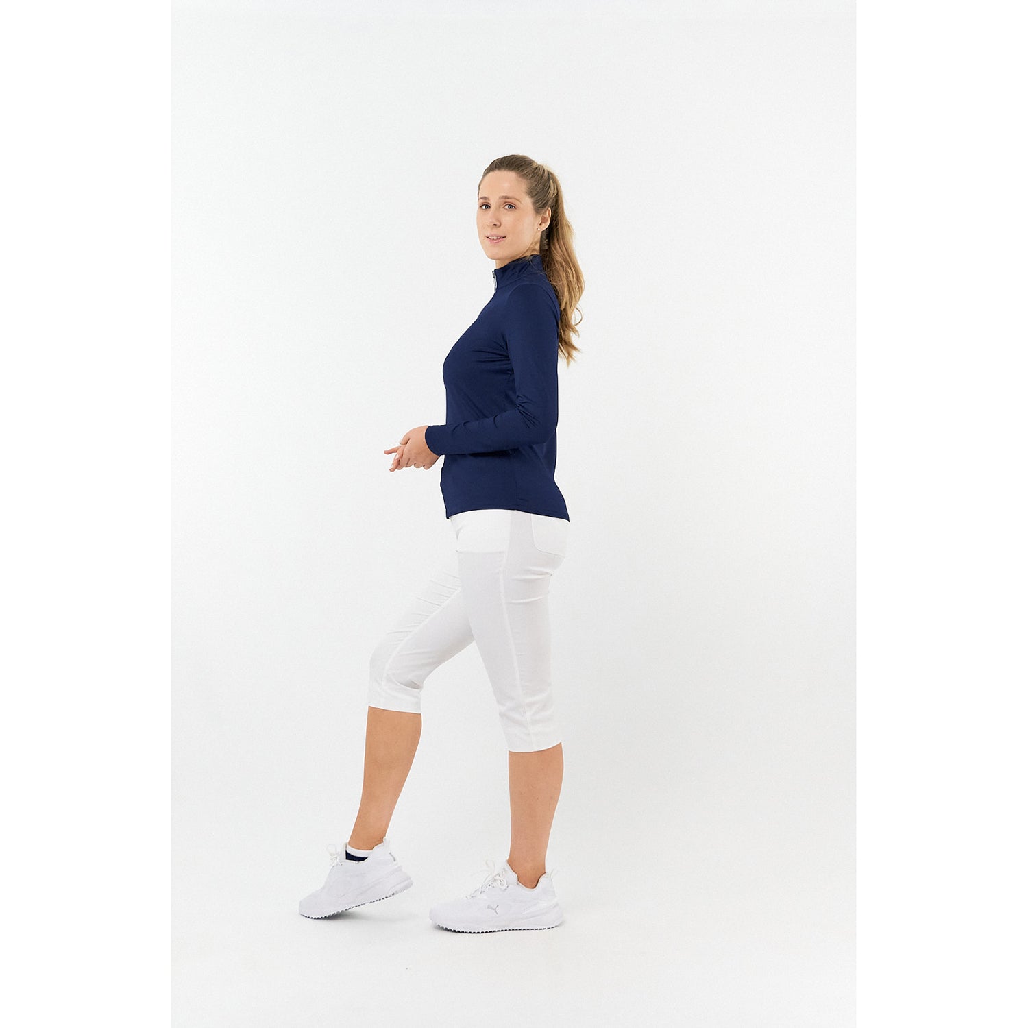Pure Ladies Lightweight Mid-Layer Top in Navy