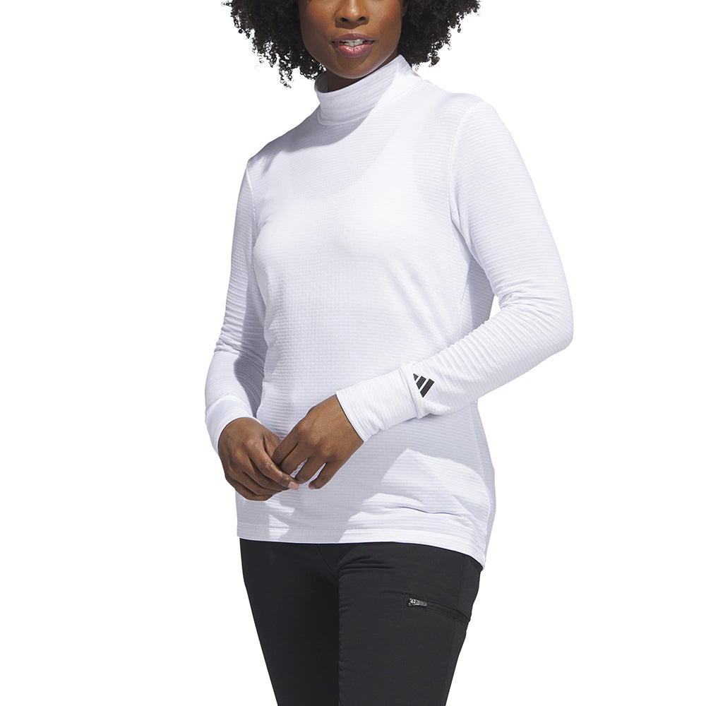 adidas Ladies Long Sleeve Golf Top with Mock Neck in White