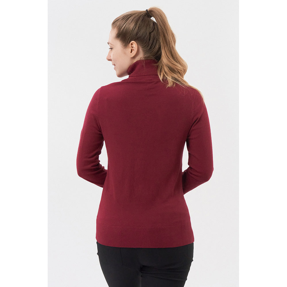 Pure Golf Ladies Classic Roll Neck in Garnet Berry - Last One XL Only Left