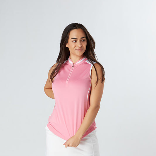 Swing Out Sister Zip-Neck Sleeveless Golf Polo
