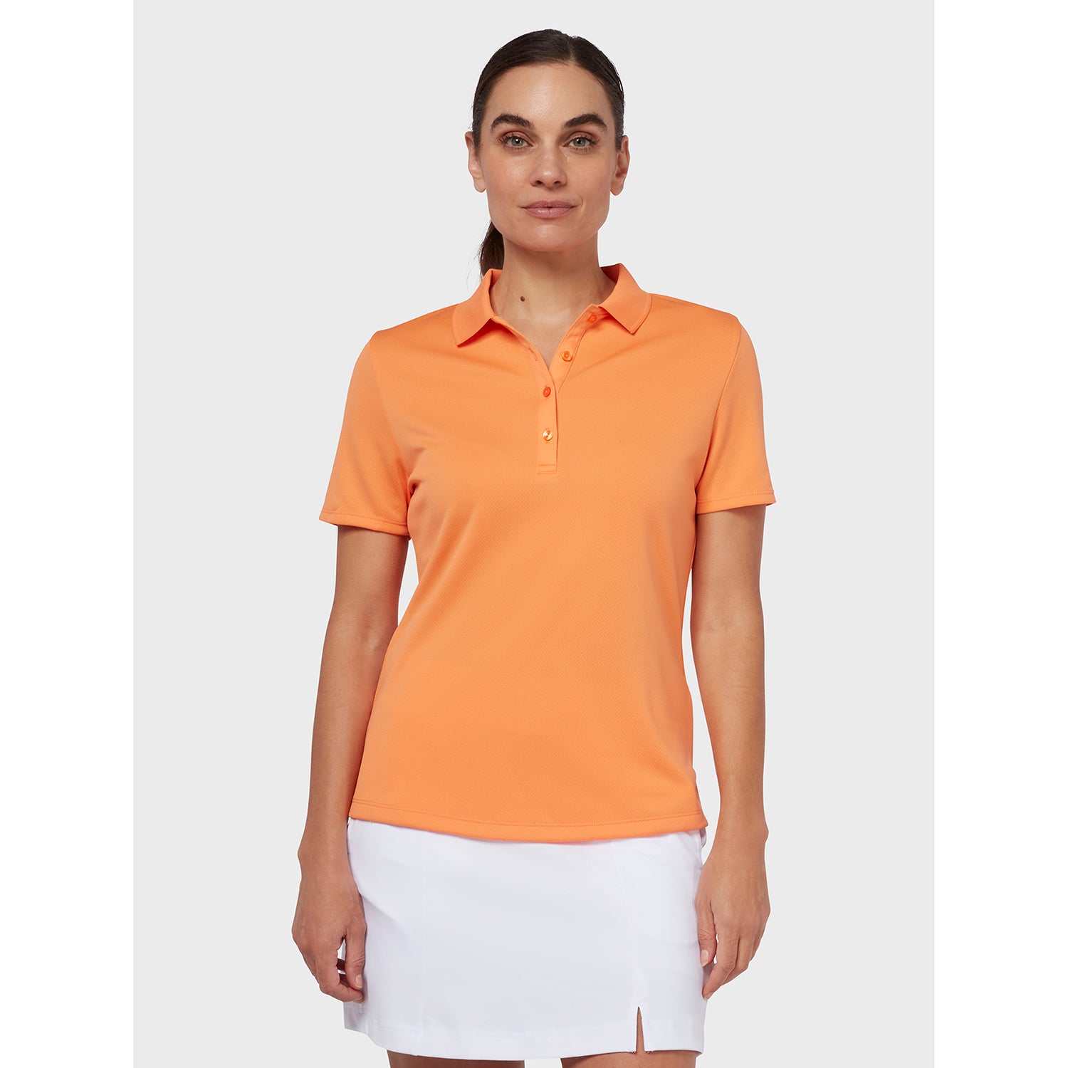 Callaway Ladies Short Sleeve Swing Tech Polo with Opti-Dri in Nectarine