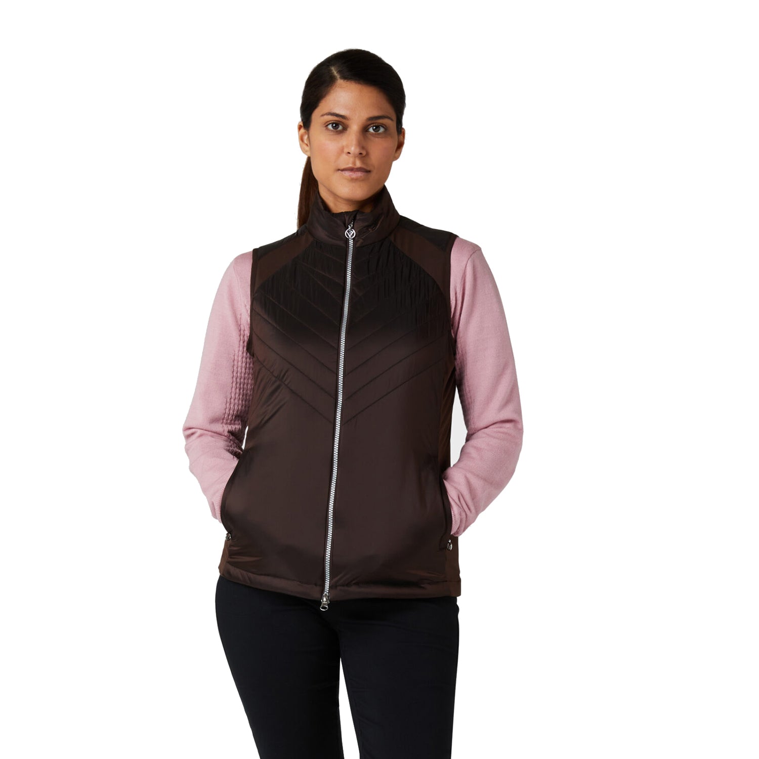 Callaway Ladies Primaloft Lightweight Quilted Gilet in Chicory Coffee