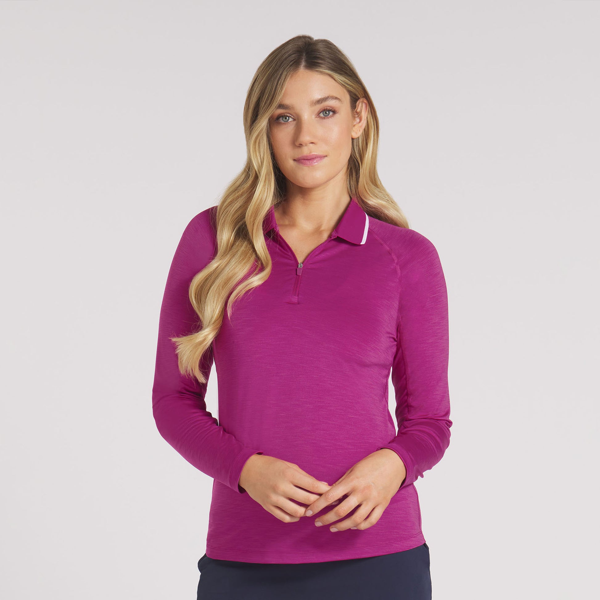 Puma Golf Ladies Long Sleeve Zip-Neck Top in Magenta