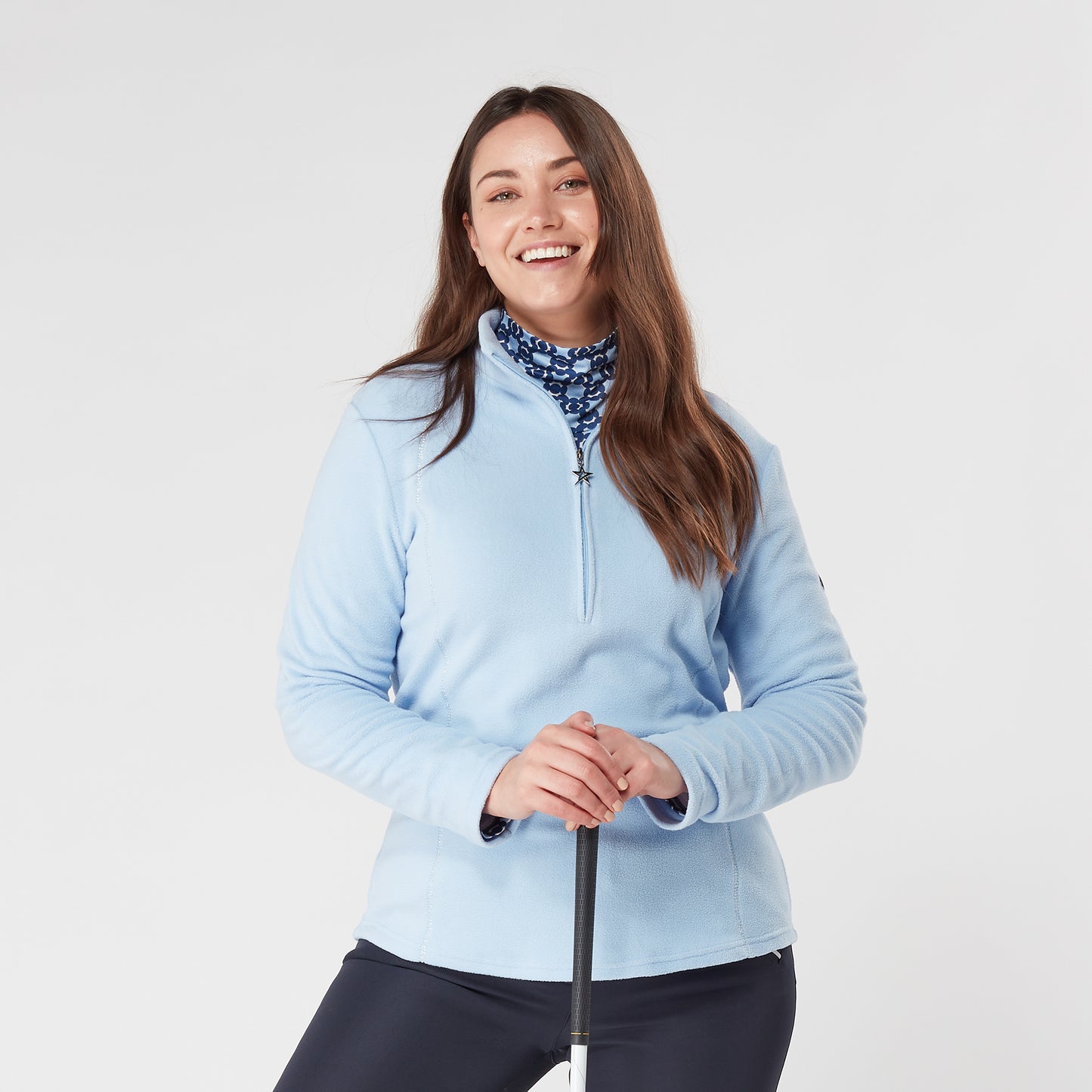 Swing Out Sister Bonny 1/4 Zip Fleece in Chambray Blue