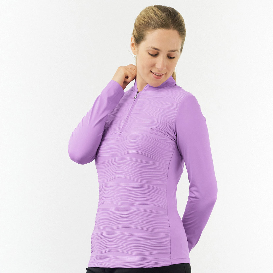 Pure Ladies Textured Long Sleeve Top in Lilac