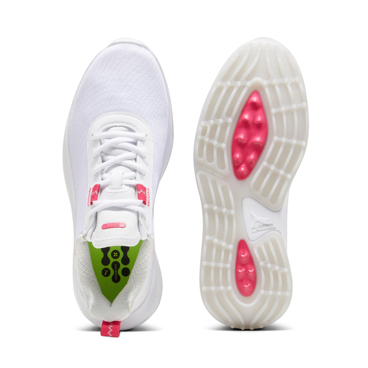 Puma Women's Fusion Crush Golf Shoes in White and Garnet Rose