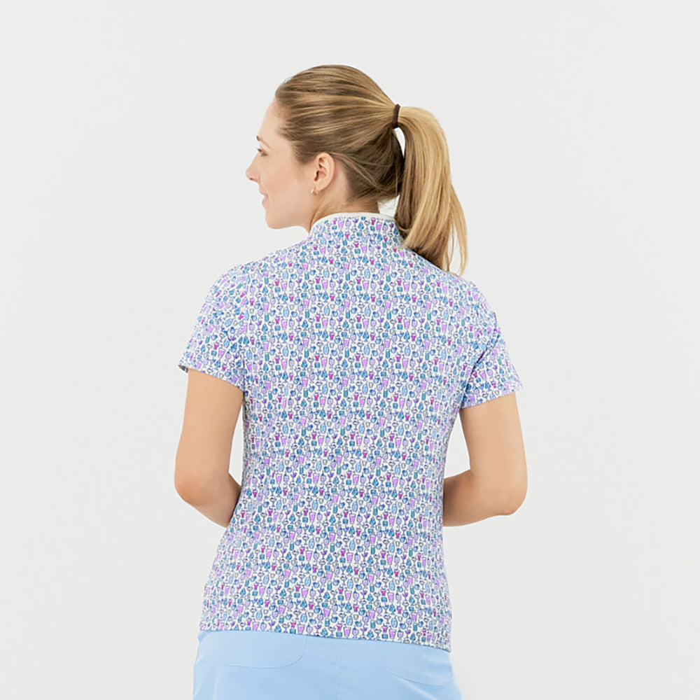 Pure Ladies Cocktail Print Short Sleeve Polo