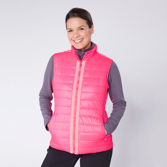 Swing Out Sister Ladies Quilted Gilet with Soft Sheen Finish and Stretch Side Panels