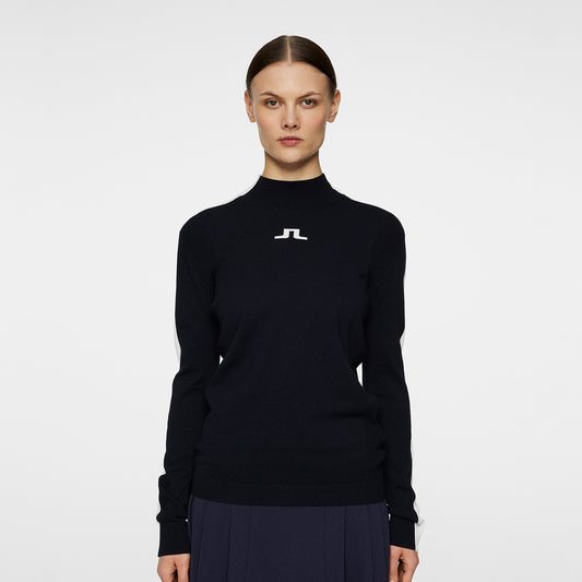 J.Lindeberg Ladies Navy Knitted Sweater with Ribbed Detailing