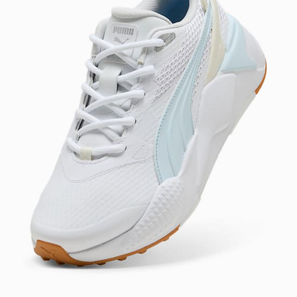 Puma Ladies GS-X Efekt Waterproof Golf Shoe in White & Icy Blue