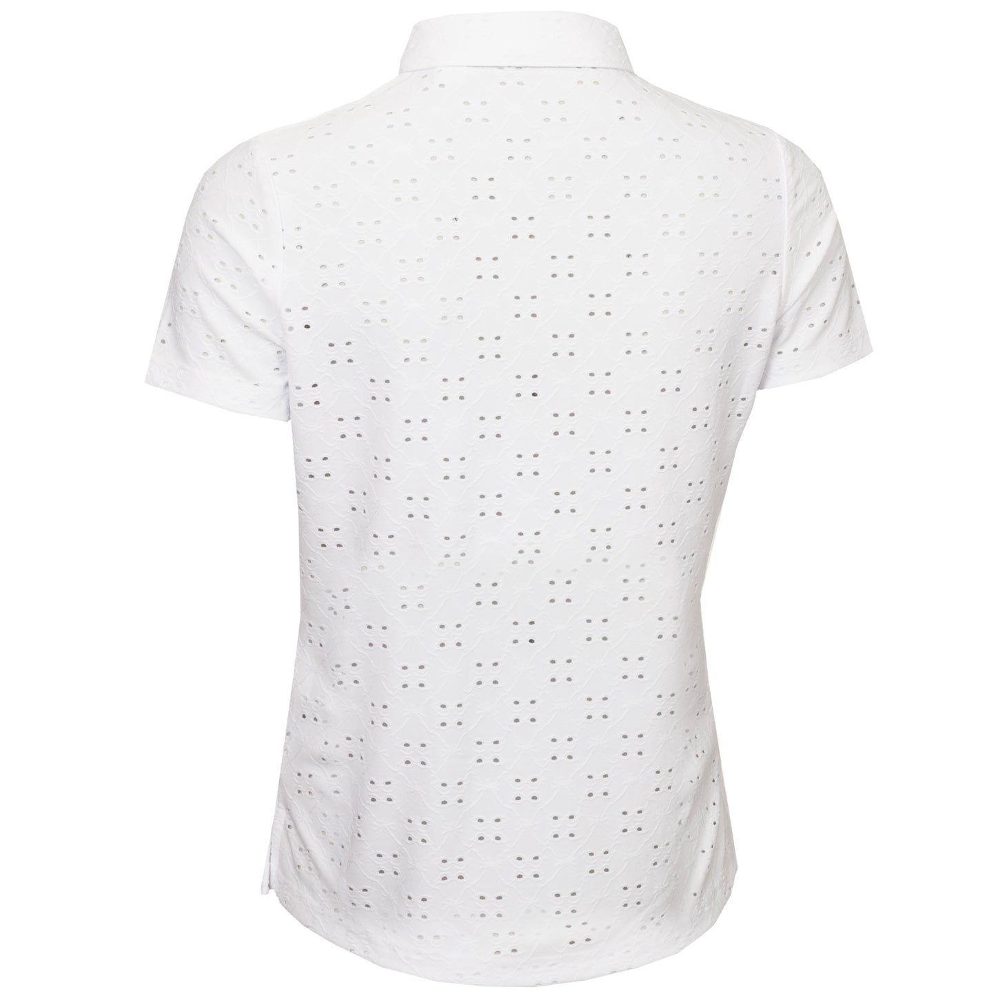 Green Lamb Women's Broderie Anglaise Pattern Polo in White