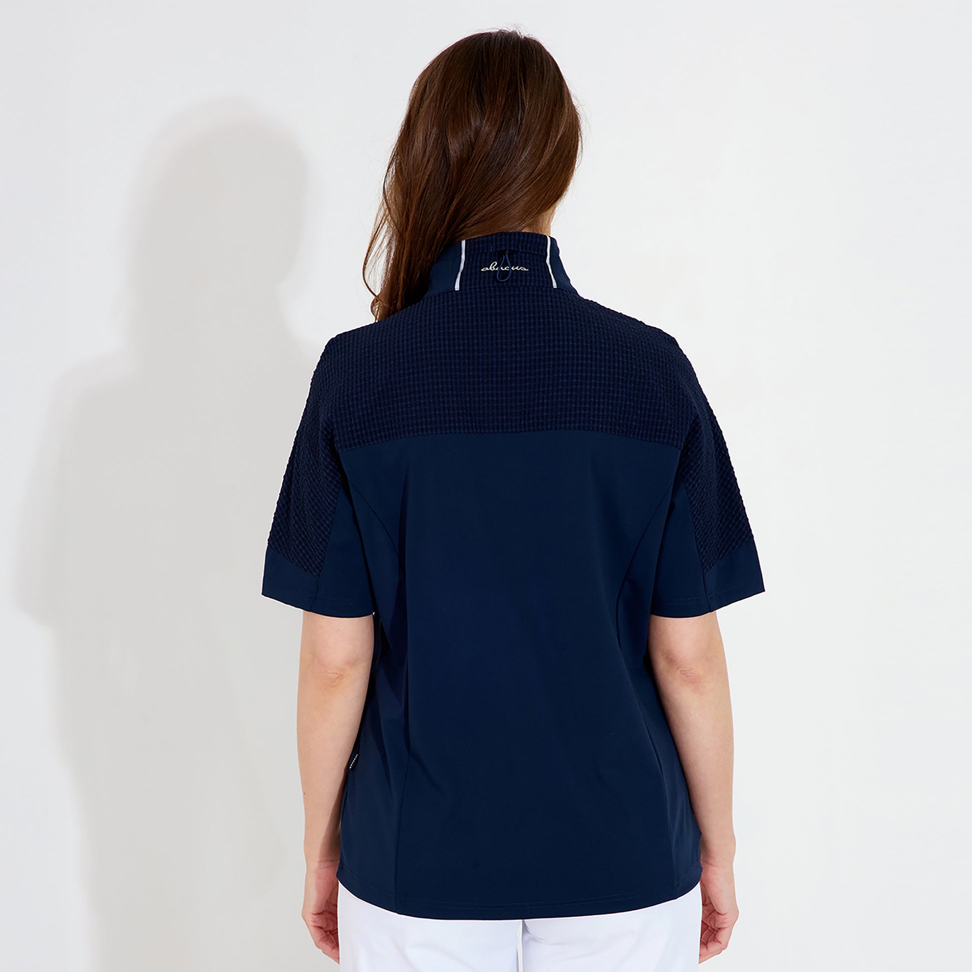 Abacus Ladies Half-Sleeve Textured Hybrid Wind Jacket in Navy