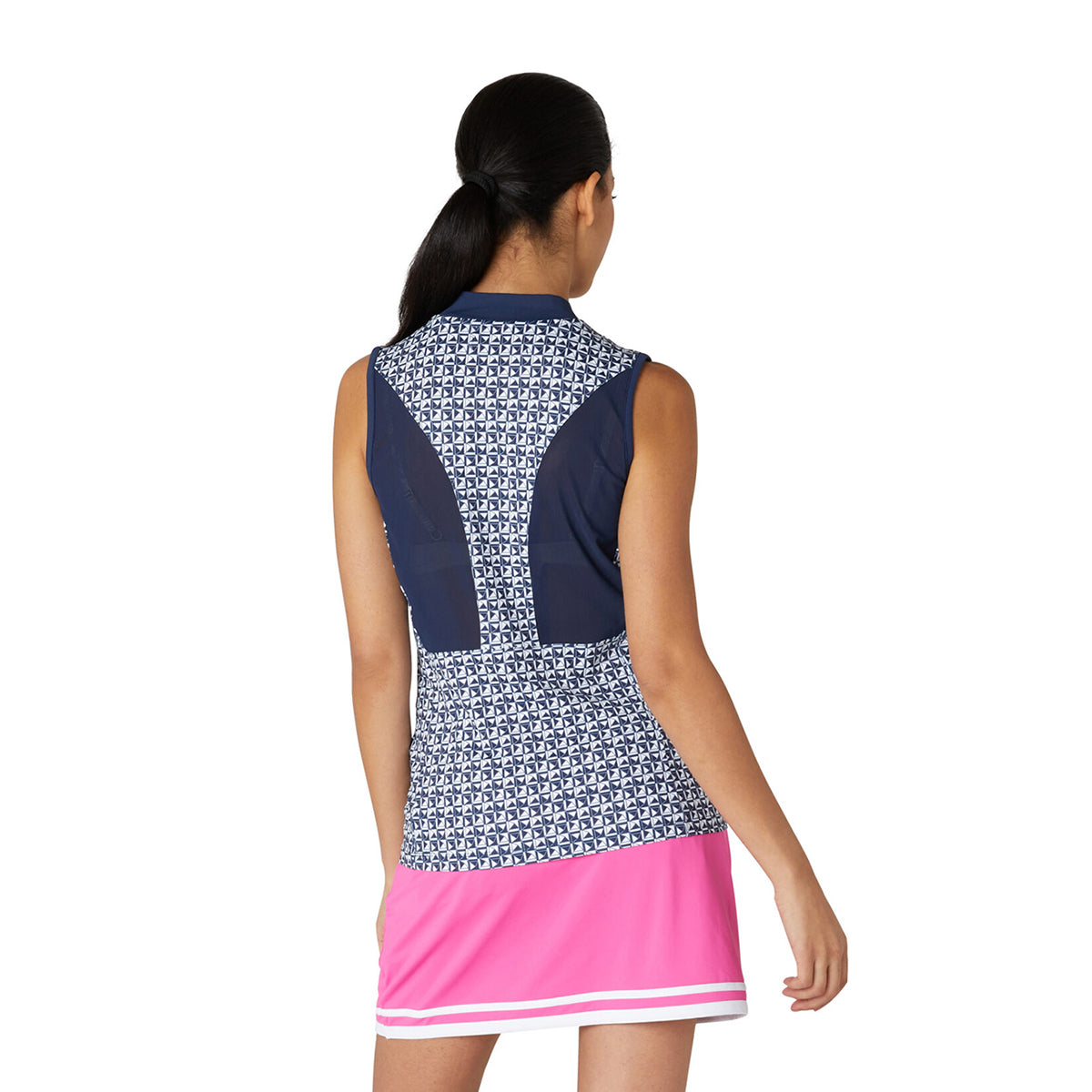 Original Penguin Ladies Sleeveless Navy Geo Print Golf Shirt