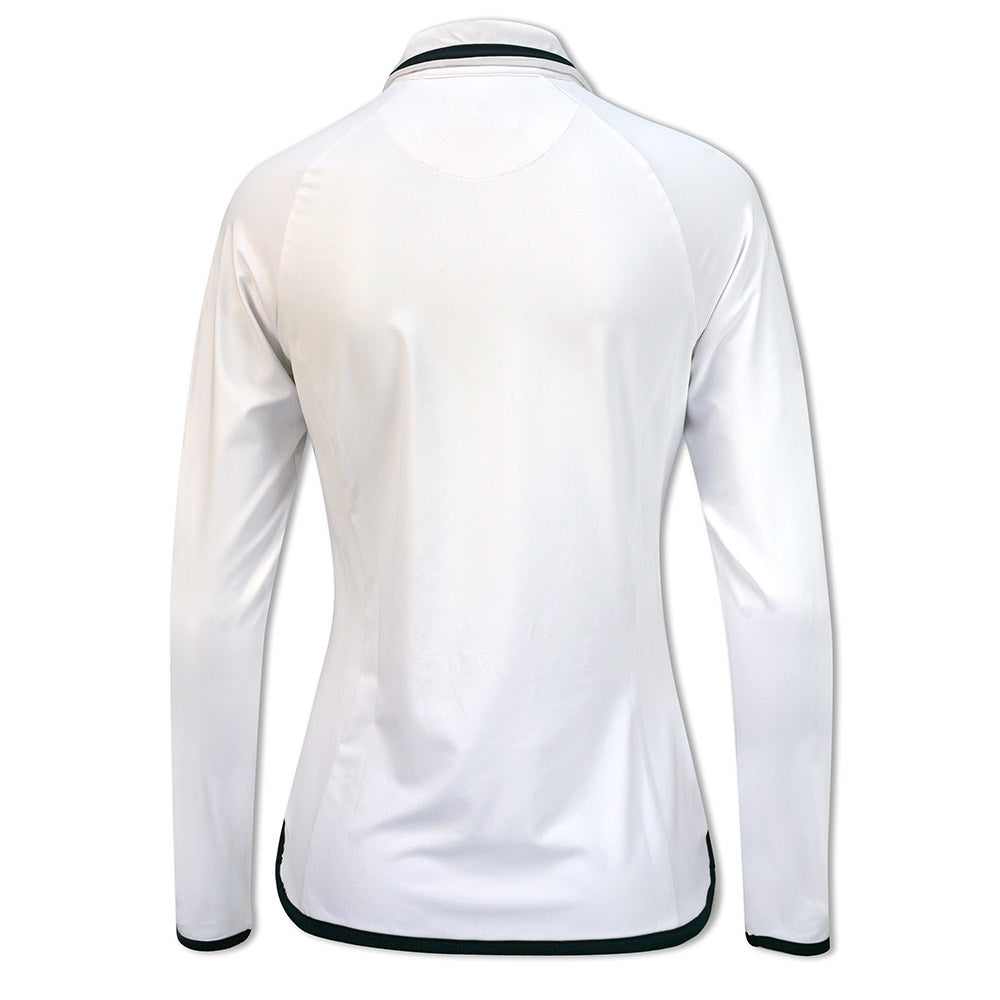Original Penguin Ladies Long Sleeve Polo with Contrast Hem in Bright White