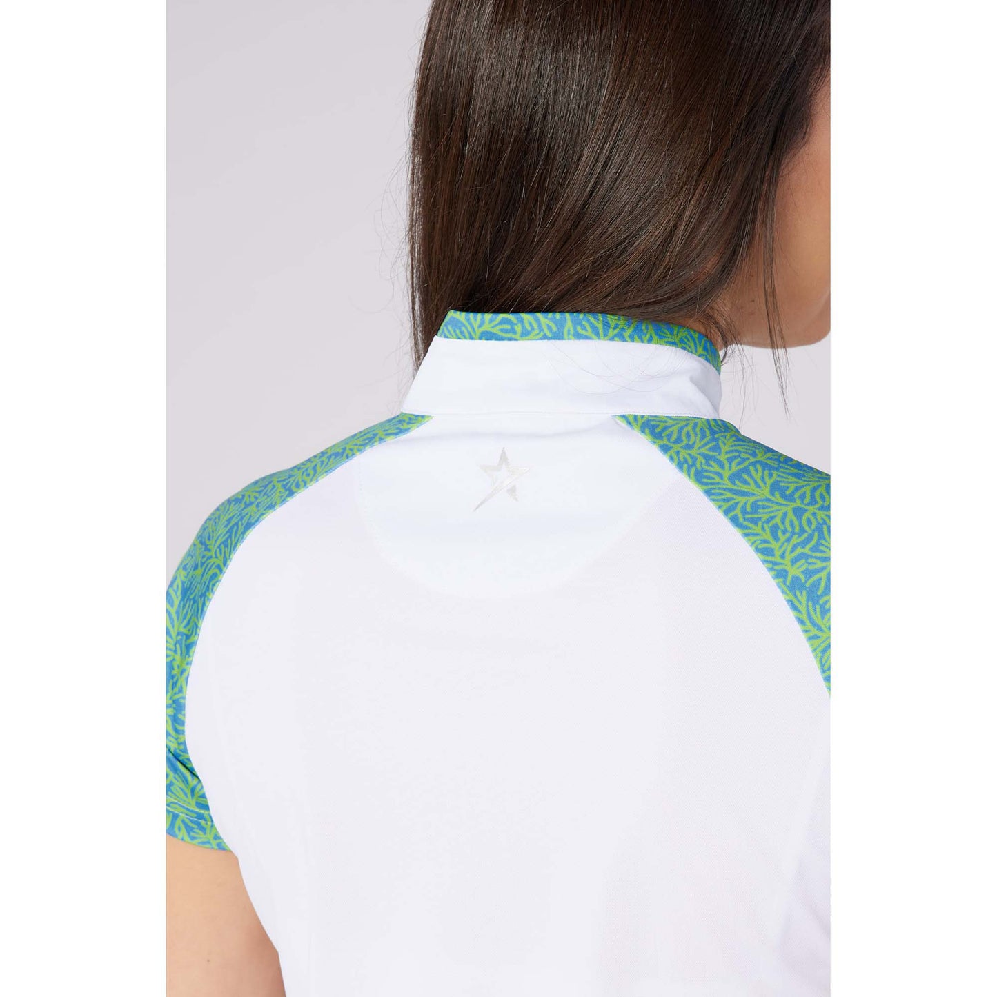 Swing Out Sister Ladies Short Sleeve Pique Polo with Contrast Sleeves for a Subtle Pop Of Print