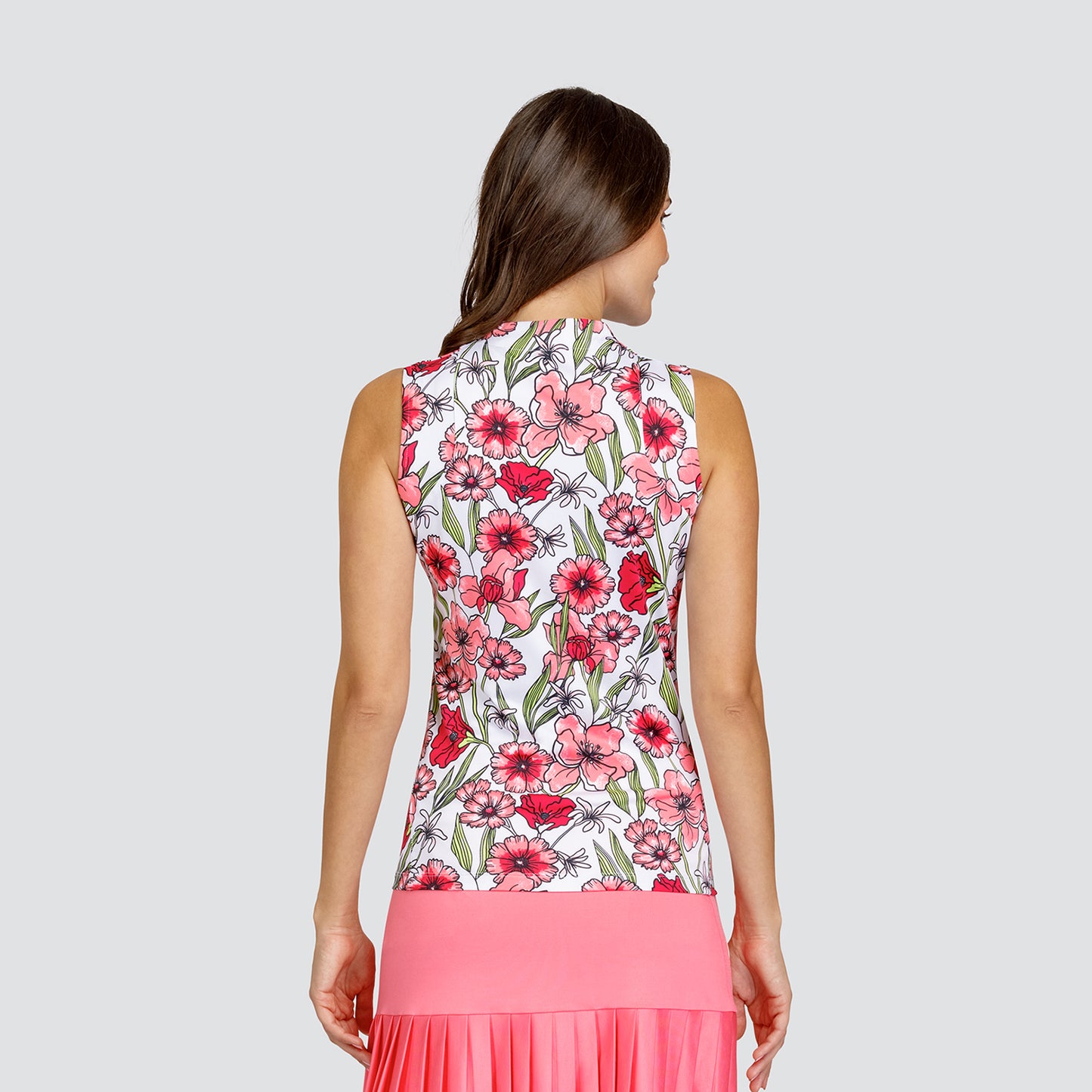 Tail Ladies Sleeveless Funnel Neck Floral Print Golf Top