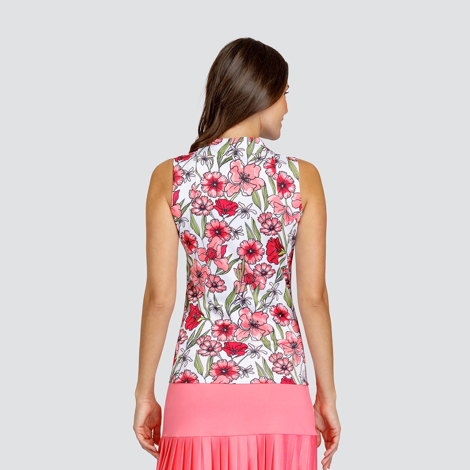 Tail Ladies Sleeveless Funnel Neck Floral Print Golf Top - Small Only Left