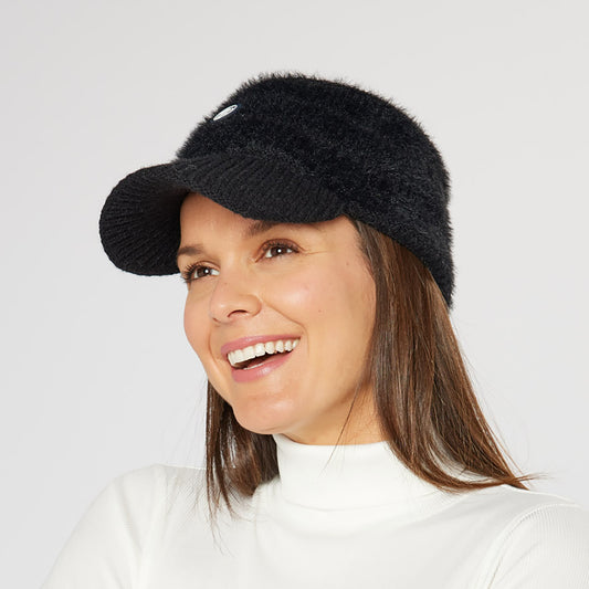 Swing Out Sister Ladies Faux Fur Visor in Black