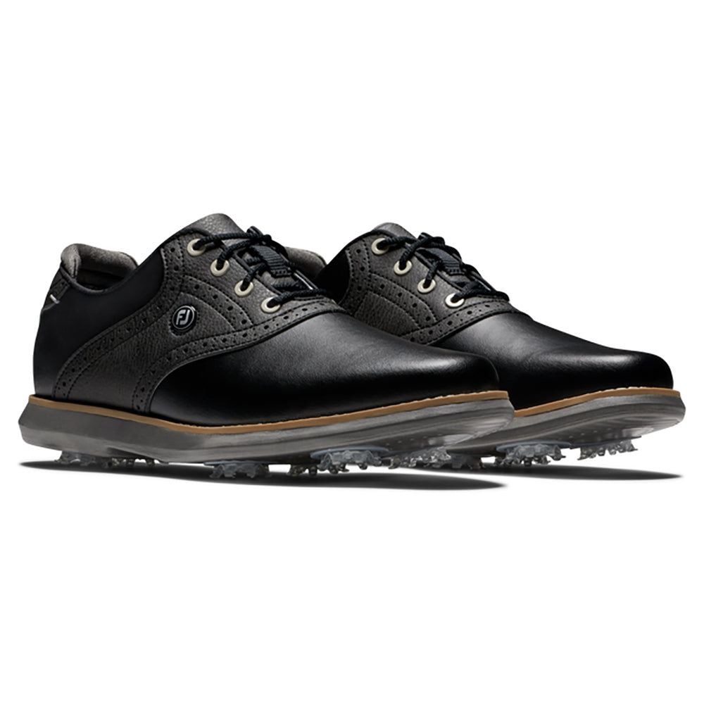 FootJoy Ladies Traditions Wide Fit Waterproof Golf Shoe with Softspikes in Black