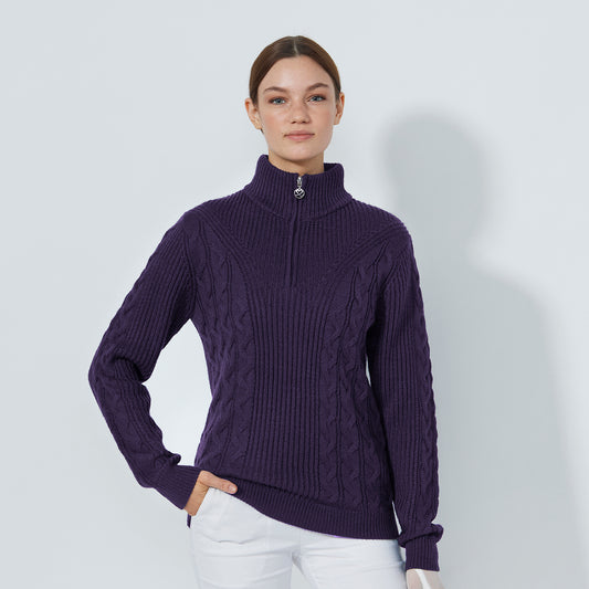 Daily Sports Ladies Half Zip Cable Knit Sweater 
