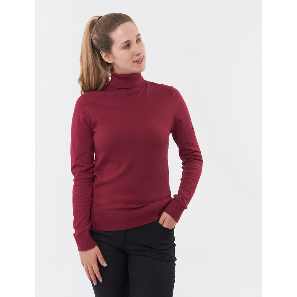 Pure Golf Ladies Classic Roll Neck in Garnet Berry